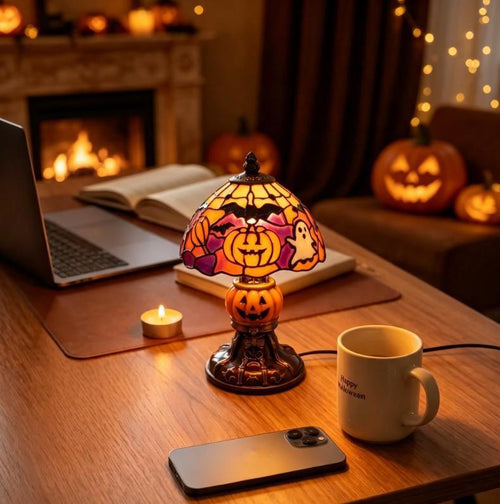 Retro Pumpkin Bat Pattern Single Desk Lamp