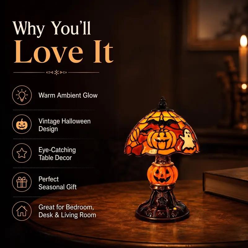 Retro Pumpkin Bat Pattern Single Desk Lamp